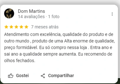 Captura da avaliação de cinco estrelas de Dom Martins