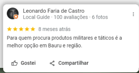 Captura da avaliação de cinco estrelas de Leonardo Faria de Castro