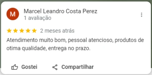 Captura da avaliação de Marcel Leandro Costa Perez